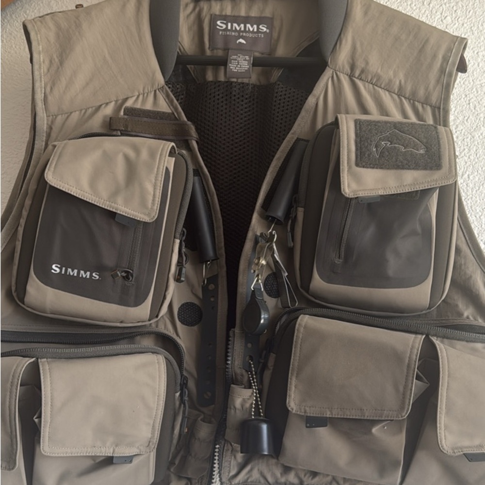 Simms Tan Utility Vest for Outdoor Adventures